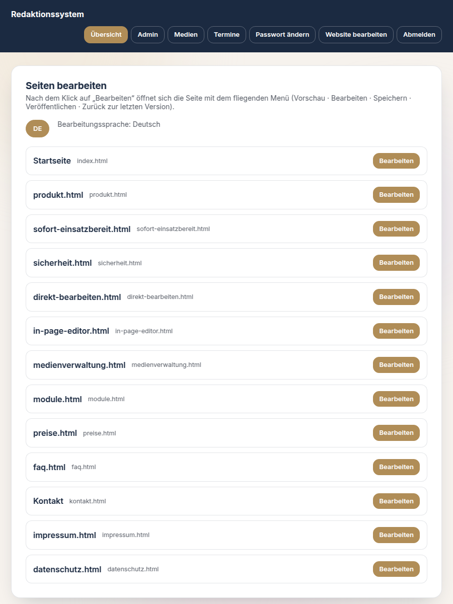 Redaktionssystem von DotmakerCMS